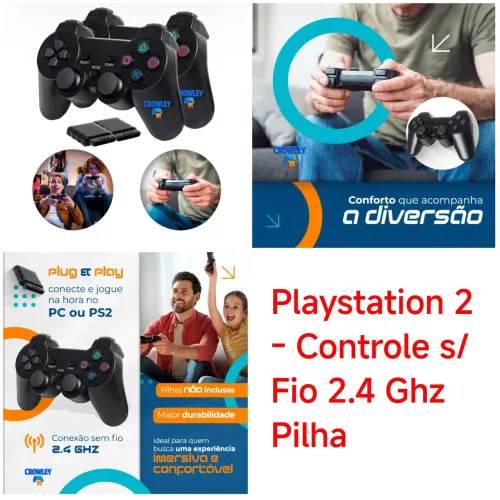 Playstation 2 - Controle s/ Fio 2.4 Ghz Pilha
