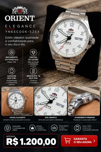 Relógio Orient Elegance <br>Modelo: YN6SC006-S2SX
