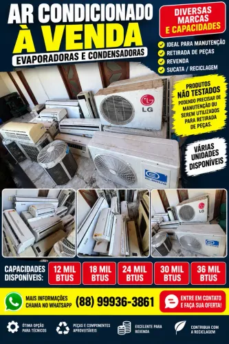 AR-CONDICIONADOS USADOS À VENDA - EVAPORADORAS E CONDENSADORAS 12K A 36K BTUs