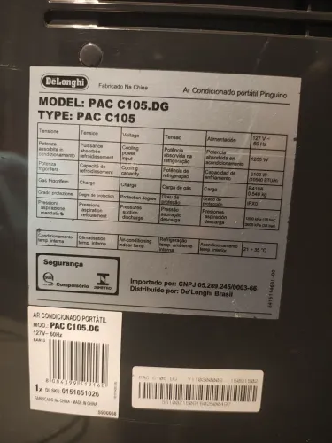 Ar Condicionado Portátil DeLonghi Pinguino PAC C105.DG 10.500 BTUs 127V
