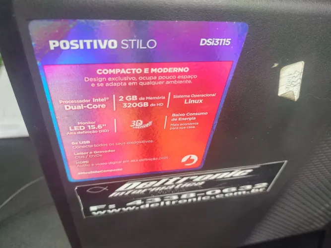 Vendo Computador positivo Dual Core monitor de 15.5 2GB hd 320 funcionando perfeitamente 