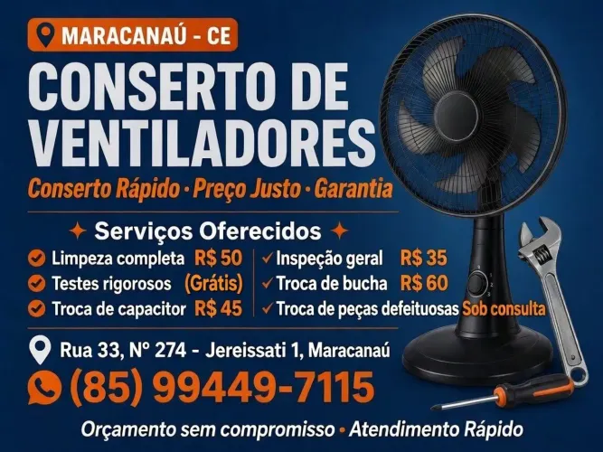 Manutenção e Conserto de Ventiladores - Preço Baixo