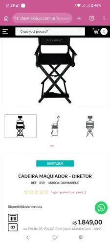 Cadeira maquiador diretor DAYMAKEUP