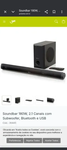 Excelente Soundbar com Subwofer potência de 180 rms