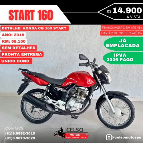START 160 2018 c/58.100km IPVA26 PAGO FINANCIO 48x ACEITO SUA MOTO