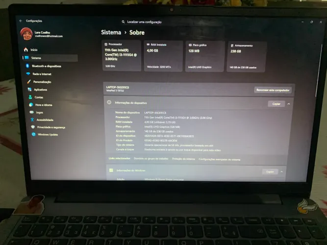 Notebook Lenovo i3