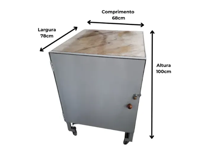 Armário de aço com tampo de mármore 68x78