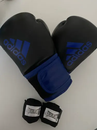 Kit Boxe Luvas Adidas Hybrid adiH100 + Bandagens Everlast