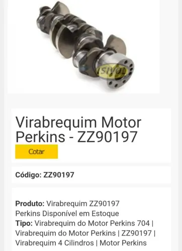 Alguem tem virabrequim motor perkins 2.6 série 700, 704-26 empilhadeira h50xm