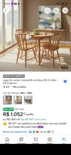 Mesa nova na caixa