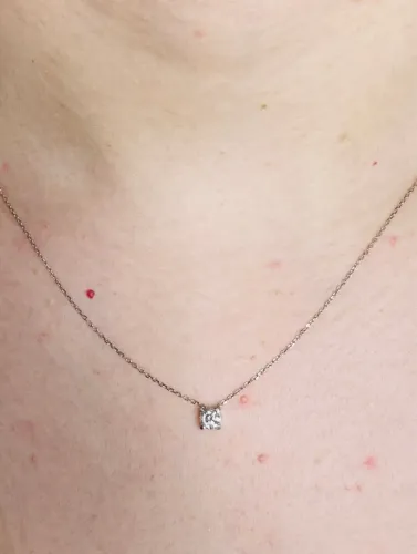 Colar ouro branco com diamante natural