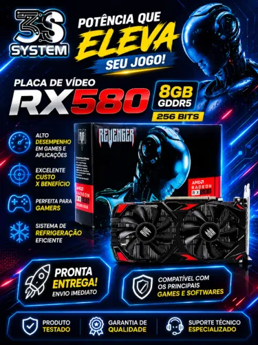 PLACA DE VIDEO RX580 8GB DDR5 256BITS