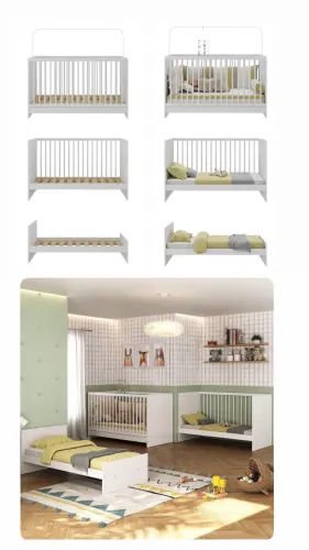 Berço 3 em 1 Branco com Colchão 60x130 cm - Seminovo