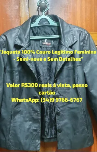 jaqueta 100% Couro Legítimo Feminina Semi-nova e sem detalhes