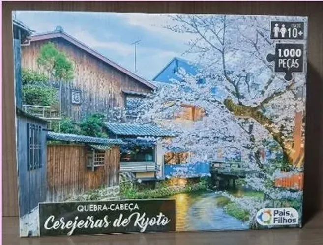 Quebra cabeça cerejeiras de kyoto completo 1000 pais e filhos
