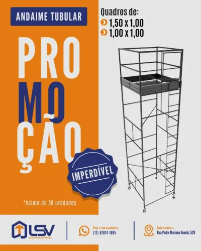 Andaime Tubular 1,00 x 1,00 - Novo