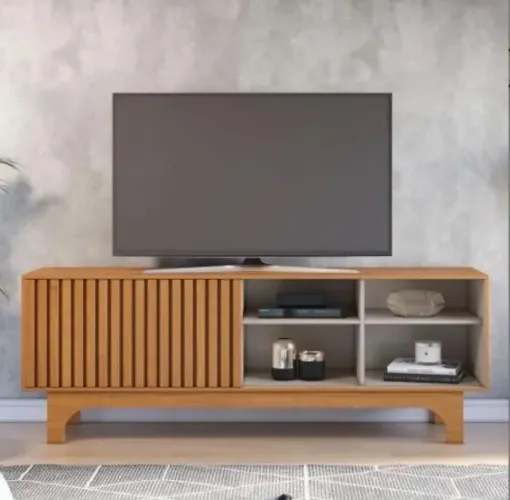 Rack Luma 168 com Portas Ripadas para TV até 70 polegadas
