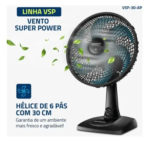 Ventilador de Mesa Mondial Super Power 30cm (Modelo VSP-30-AP) 127v