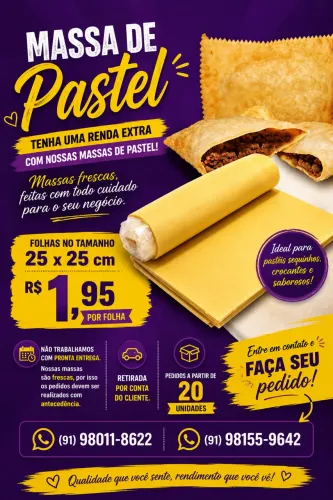 MASSAS SEQUINHAS E FRESCAS PARA PASTEL