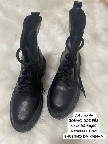 BOTA COTURNO COURO PRETA Nº36 da marca SONHODOS PÈS HOJE 16/7 R$150