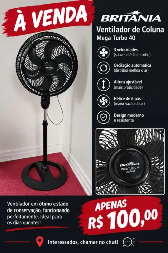 Ventilador Britânia turbo torre 