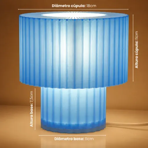 Abajur Luminária Plissado Azul Transparente bivolt E27