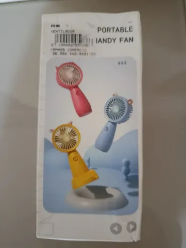 Mini ventilador portátil cor rosa choque. Marca handy fan , com carregador, cabo USB.