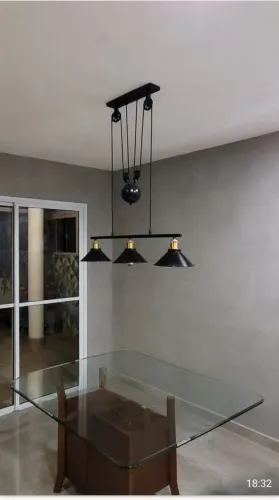 Lustre Pendente com 03 luzes Preto Vintage