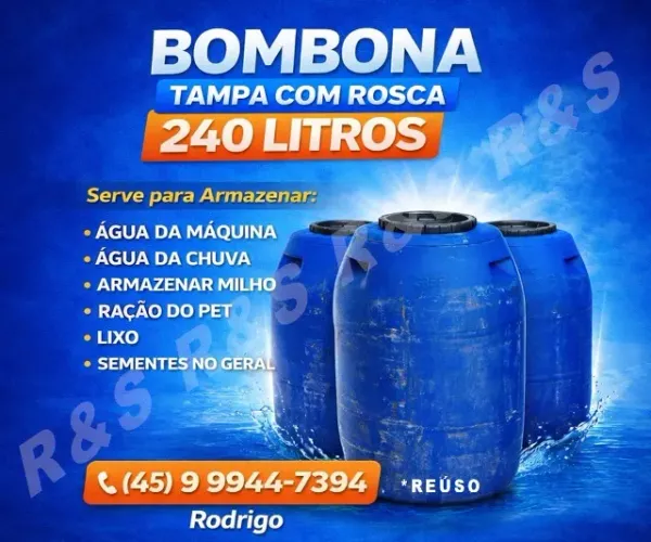 Bombona galao 240 litros Tampa de rosca 