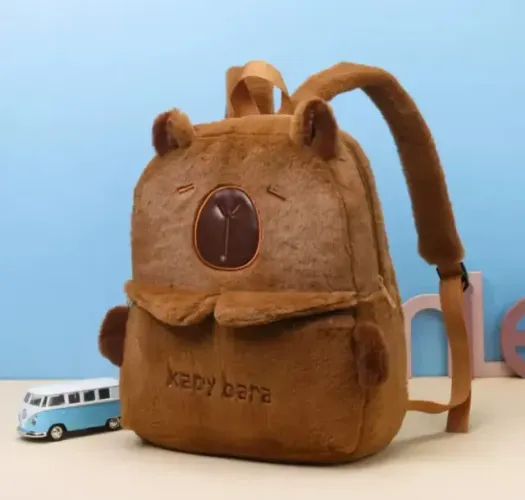Mochila Escolar Capivara Kapy Bara Pelucia Fofa