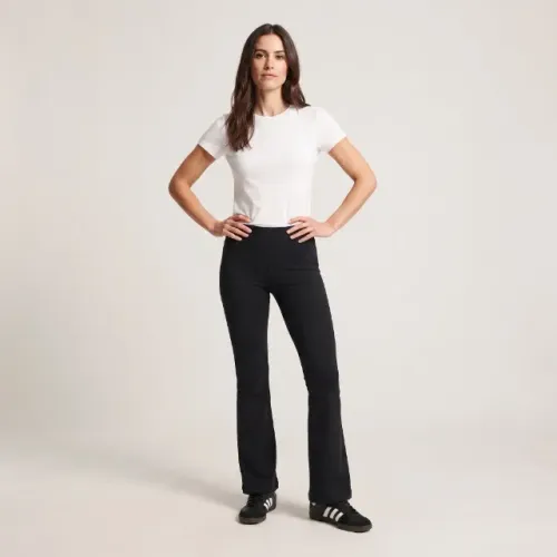 Calça Legging VB Girl Preta Cintura Alta Boca Larga Flare Feminina