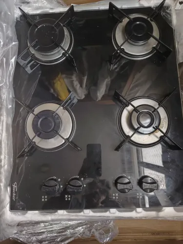Cooktop a Gás Fischer 4 Bocas - Mesa de Vidro Temperado Preto (Bivolt)