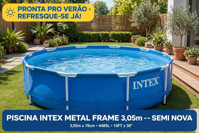 PISCINA INTEX METAL FRAME 3,05m x 76cm 4485L SEMI NOVA NA CAIXA - 10' x 30"