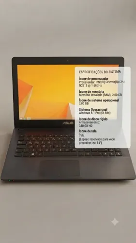 Notebook Asus Slim - Intel Celeron - 2GB RAM - Windows 8.1 Pro