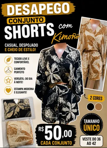 Conjunto shorts/kimono