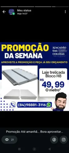 Promoção laje treliçada EPS 