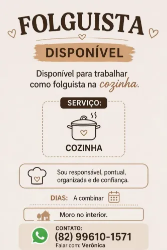 Folguista disponível 