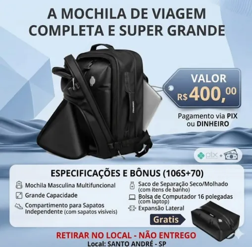 Mochila / mala, Grande Capacidade com Compressão a Vácuo, Multifunção