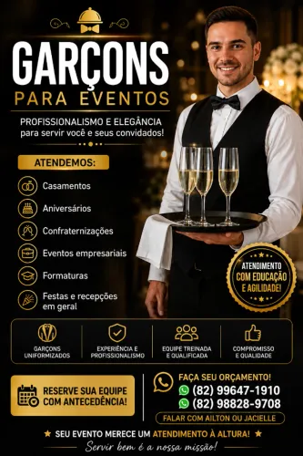 Garçom Para eventos equipe