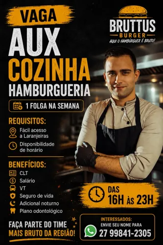 Aux cozinha em hamburgueria