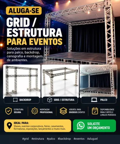 Aluguel de Grid, Treliça, Estrutura para Palco e Backdrop - Eventos