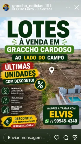 Vendo lotes Graccho Cardoso ótima localização