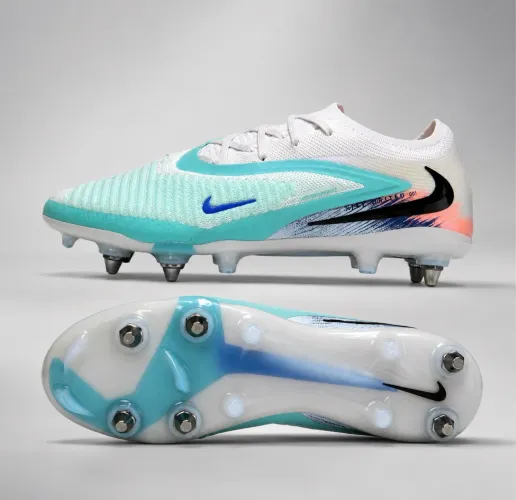 Chuteira Campo NIKE Phantom 6 Elite Low SG-PROTurquesa - Branco
