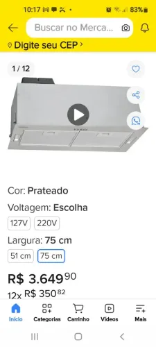 Exaustor depurador 75cm Tramontina
