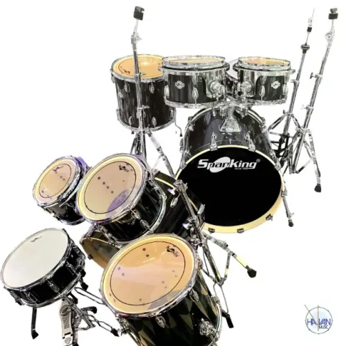 Bateria SPANKING DRUMS Gold Black Sparkle - Nova, Completa