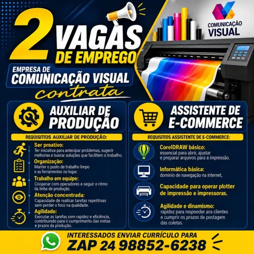 Auxiliar de produção e Assiste de E-commerce