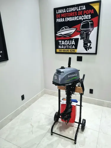 Motor Hidea 5hp 2T Pra Caiaques e Barcos 3 Anos Promoção Brinde Carrinho De Transporte