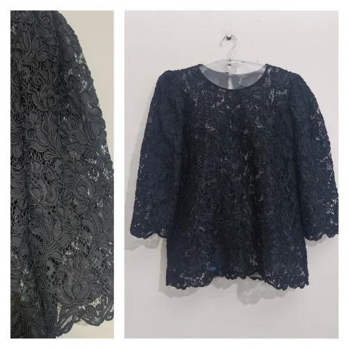 Blusa Feminina Em Renda Preta Chic