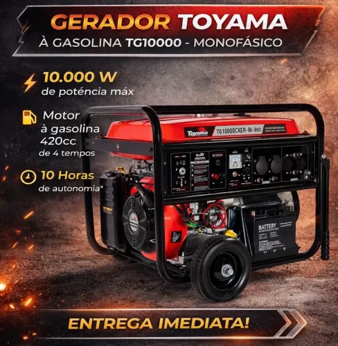 Gerador de Energia 9kva Gasolina C/ Partida Elétrica Bateria Inclusa - Toyama