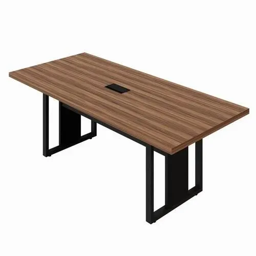 Mesa de Reunião 25MM Pé Quadro - Com Caixa de Tomadas - 2000x900x750mm - Nogal Sevilha